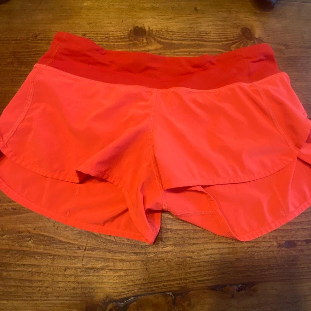 Lululemon Speed Up Candy Red shorts - size 6